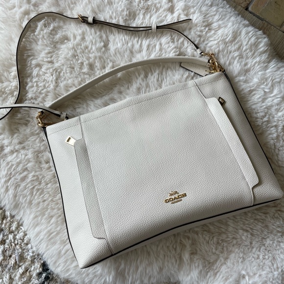 NWT Coach Scout hobo pebbled leather shoulder crossbody chalk - Picture 11 of 16